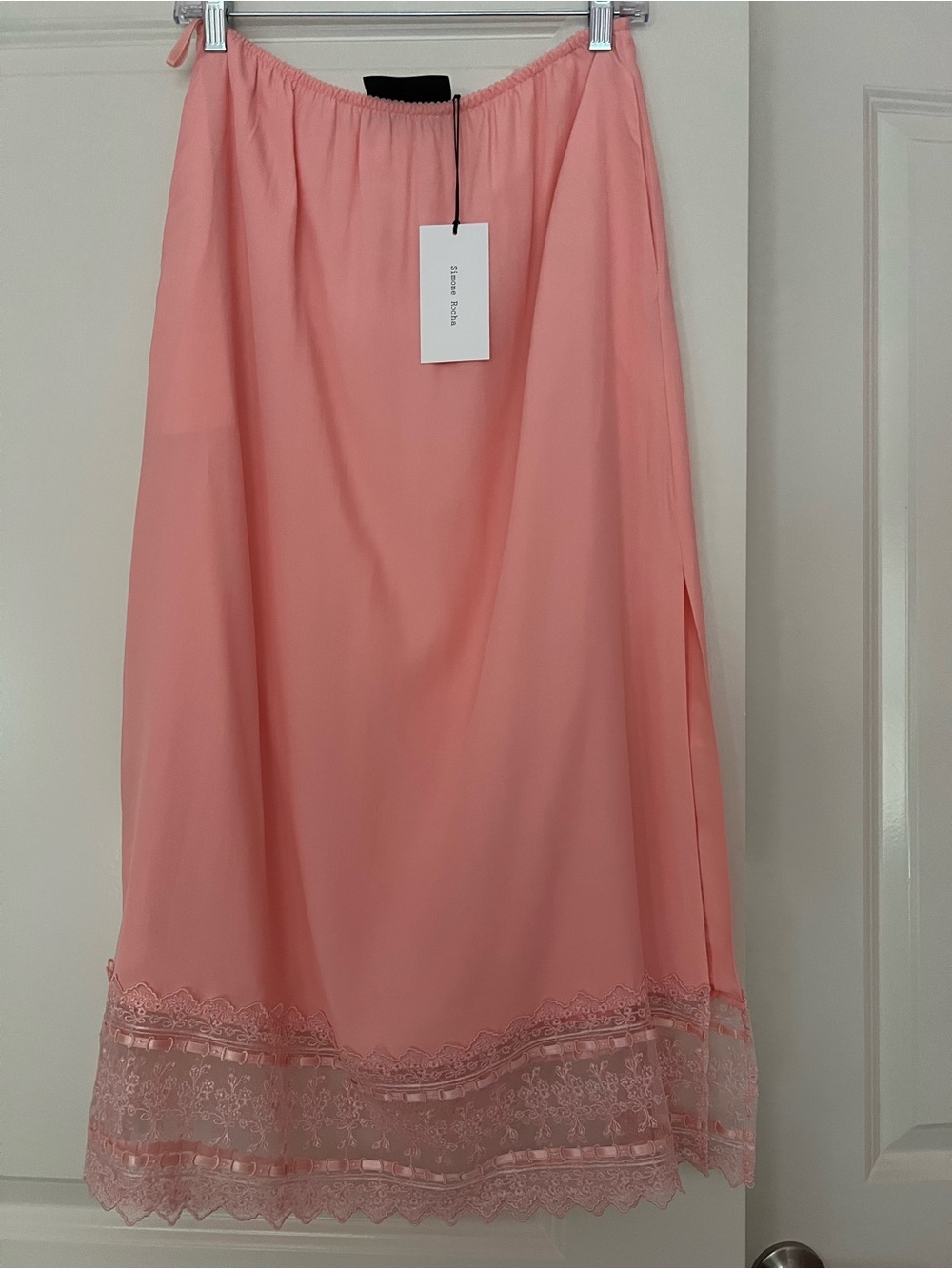 Simone Rocha peach ribbon trim easy slip skirt UK10/US6